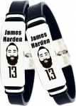 Basketball Player Star Inspirational Personal Logo Adjustable Stainless Steel Bracelets Power Balance Sports Silicone Bracelet 2 Pieces (James Harden)