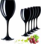 Polylactic Black Wine Glasses Made of Glass, Water Glass, Set of 6, Max. 320 ml White Wine Glasses, Drinking Glass
