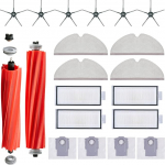 20 Piece Accessory Set for Roborock Q7 / Q7+ / Q7 Max / Q7 Max+ Vacuum Cleaner Replacement Parts Includes 2 Main Brushes 4 Wipes 4 HEPA Filters 4 Dust Bags 6 Side Brushes (Black)