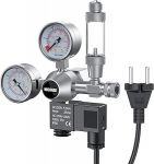 NICREW Outdoor Aquarium CO2 Regulator, Pressure Reducer for Planted Aquarium, Double Pressure Gauge with Solenoid Valve, Bubble Counter, Interface W21.8