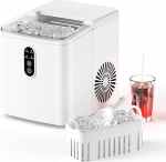 Ice Cube Machine, 2 Sizes S/L, 9 Ice Cubes Ready in 6 Minutes, 12 kg/24 H with Shovel and Basket, Self-Cleaning Ice Cube Maker Small for Home Parties Camping