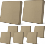 Newwiee Stretch-Sofa-Kissenbezug f&uuml;r Terrasse, Ersatzkissen, Terrassenm&ouml;bel, Couch-Schonbez&uuml;ge, Stuhl-Sitzbezug, weicher Flexibilit&auml;tsschutz (Khaki-Gelb, wasserdicht, rein), 8 St&uuml;ck