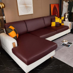 Luxury PU Leather Sofa Cover for 2 3 4 Seater Waterproof Stretchy Corner Seat Cover with Elastic Couch Sign Furniture Protector for Pets Kids