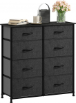 DWVO Chest of Drawers with 8 Drawers, Durable Fabric, Sturdy Metal Frame, Modern and Functional, Ideal for Bedroom, Living Room, Hallway, Children's Room, Black Grey