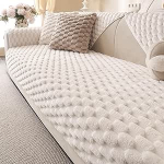 Aucrovee Weicher Pl&uuml;sch-Kunstfell-Couchbezug, flauschig, rutschfest, f&uuml;r 3-Sitzkissen, M&ouml;belschutz, Sofa-Schonbezug (1 St&uuml;ck, 91,4 x 238,8 cm, Wei&szlig;)