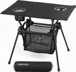 FUNYKICH kokkupandav telkimislaud, &uuml;likerge kokkupandav laud v&otilde;rgutaskuga ja 2 joogihoidjaga, 15 kg kandev&otilde;ime, v&auml;ike piknikulaud v&auml;litingimustes telkimiseks, piknikuks, kalap&uuml;&uuml;giks, matkamiseks rannas, aias 59 x 43 x