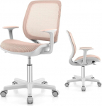 FANTASK Ergonoomiline laste t&ouml;&ouml;laua tool, reguleeritava k&otilde;rgusega 43-55 cm, 360&deg; p&ouml;&ouml;rlev tool seljatoe ja k&auml;etoega, kontoritool 5 lukustatava rattaga, lastele alates 6-aastastest (roosa)