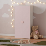 [en.casa] Sandnes laste riidekapp 123 x 60 x 40 cm 2 uksega 1 riidekoridor 1 hoiukambriga Valge / roosa