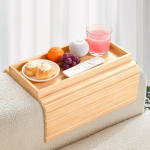 Looduslik bambusest diivanitaldriku k&auml;etugi, multifunktsionaalne kokkupandav libisemisvastane diivaniriiul k&auml;etugi, ruumi s&auml;&auml;stvad diivanitaldrikud jookide, tasside, suupistete, puldi jaoks, kaugjuhtimispult