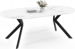 IDMarket - Alix pikendatav &uuml;mmargune s&ouml;&ouml;gilaud 4-10 inimesele Spider alus must marmori efektiga valge Alaska 110-200cm