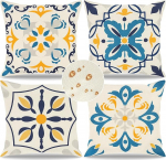 Weldomcor Veekindel padjakate 45 x 45 cm 4 veekindla hingamisk&otilde;lbliku sinise prindi padjakate Dekoratiivne lillede mustriga padjakate talumajapidamise padjakatted &otilde;ue r&otilde;du diivanile