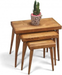 Rustic Solid Wood 3-osaline pesitsuslaudade komplekt - K&auml;sitsi valmistatud ruumi s&auml;&auml;stev k&uuml;ljelaua komplekt