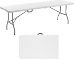 VEVOR Kokkupandav puhvetilaud Kaasaskantav laud 244 cm ristk&uuml;likukujuline plastist laud (6-8 inimesele) integreeritud k&auml;epidemega, aia laud, telkimislaud pidude, pikniku, telkimise jaoks, valge