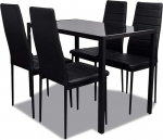 VidaXL Ensemble de table pour salle &agrave; manger cinq pi&egrave;ces noir