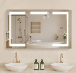 VEVOR Vannitoa peegelkapp LED-valgustusega (100 x 60 cm), LED-vannitoa kapp 3-v&auml;rviline timmitav karastatud klaaspeegliga, m&auml;lufunktsioon/2 reguleeritavat riiulit/pistikupesa ja USB-&uuml;hendused