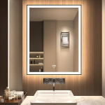 LED Vannitoa peegel, kosmeetika peegel, seinale paigaldatav, suur kaasaegne raamita valgustatud peegel, uduvastane + IP44 veekindel + vertikaalne ja horisontaalne (90 x 70 cm)
