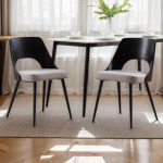 chairus 2 linasest linasest s&ouml;&ouml;gitoast koosnev komplekt S&ouml;&ouml;gitoolide akentseeritud toolid elutuppa K&auml;etoeta k&ouml;&ouml;gitoolid puidust seljatoega (Hall)