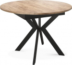 WFL GROUP &Uuml;mmargune pikendatav s&ouml;&ouml;gilaud mustade metalljalgadega, laiendusplaadi hoidmine sees, t&ouml;&ouml;stuslik &uuml;mmargune laud elutuppa, ruumi s&auml;&auml;stja, 100 cm, Craft Oak