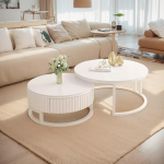 &Uuml;mmargune kohvilaud valge 2 moodsa elutoa laua komplekt &Uuml;mmargune marmorist kohvilaud koos hoiuruumiga Puidust k&uuml;ljelaud valge metallraamiga komplekt Lauad elutuppa magamistuppa kontorisse