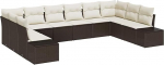 10-teiliges Garten Sofa Set mit Kissen Braun Poly Rattan Gartenlounge Model3347238