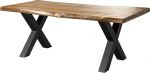 MASSIVMOEBEL24.DE | Freeform 5 - Baumtisch aus Mangoholz - Natur lackiert | X-Beine in anthrazit matt | 200x100x77 | Massivholztisch Baumkantentisch Esstisch