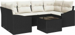 7-teiliges Garten Sofa Set mit Kissen Schwarzes Poly Rattan Gartenlounge Model3346617
