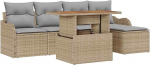 6-teiliges Garten Sofa Set mit Kissen Beige Poly Rattan, 2-Sitzer Garten Sofa mit Stauraum & Kissen Beige Poly Rattan Gartenlounge Model3358184