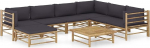 Festnight Garden Lounge Furniture, Patio Garden Furniture Set, Bambus Garden Lounge Diivan, Outdoor Couch Set, Garden Diivan Set, Patio Furniture