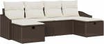 6-teiliges Garten-Sofa-Set mit Kissen Braun Poly-Rattan Gartenlounge Model3359317