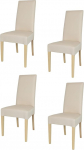 t m c s Tommychairs Chiara Modern Chairs for Kitchen and Dining Room, Robust Structure Made of Varnished Beech Wood, Natural Colour, Upholstered and Upholstered with Fabric in Ivory Colour, Set of 4