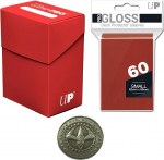 Ultra Pro Deck Box + 60 v&auml;ikese suurusega kaitsekotti Pro + Duel Coin - Gloss - Red - Solid Red - Yu-Gi-Oh! - Japanese Mini