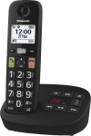 Panasonic KX-TGU130EXB digitaalne juhtmeta telefon automaatvastajaga, tugijaam ja 1 telefonitor, LCD-ekraan, suured nupud, lemmikute nupp, kuuldeaparaadiga &uuml;hilduv, musta v&auml;rvi