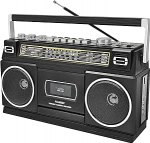 Kassetim&auml;ngija Bluetooth ja raadio (AM/FM/SW) | Kassettide digiteerimine USB-le | Stereoheli, 10W, kassetiplaat, USB/TF taasesitus, vooluv&otilde;rgust / patareiga t&ouml;&ouml;tav Boombox, k&otilde;rvaklappide pesa.