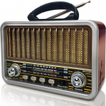 Retro raadio Bluetoothiga, AM/SW/FM kaasaskantav raadio v&auml;ike, FM raadio akutoitega TWS/USB/TF kaart/BT 5.0 funktsioon, Vintage k&ouml;&ouml;giraadio k&ouml;&ouml;gi, laua, v&auml;litingimustes (valge)