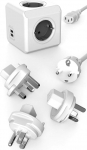 Travel-Cube ReWirable DuoUSB, Power Cube 4 pistikupesa ja 2 USB pesa (2,1 A), mitu pesa koos Schuko kaabliga ja 3 reisimisadapteriga UK USA AUS, Hall/valge