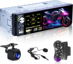 1 DIN autoraadio FM/AM/RDS raadioga, 4,1-tolline puuteekraaniga Bluetooth autoraadio koos v&auml;ljal&uuml;litamise m&auml;luga, k&auml;ed-vabad telefonik&otilde;ne, SWC, USB/AUX/TF &uuml;hendus + AHD tagantj&auml;rele vaatamise kaamera