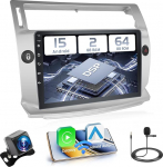 Hikity 2+64GB Android 15 autoraadio Citroen C4 2004-2009/C-Quatre 2008-2011 raadio traadita Carplay Android auto, 9-tolline IPS puuteekraan koos tagantvaate kaamera, Bluetooth, Navi, WiFi, DSP Mirror Linkiga