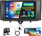 Inefala 2 + 64G Android CarPlay raadio Mercedes-Benz Smart Fortwo 2011-2015, 9-tolline puuteekraan juhtmevaba CarPlay ja Android Car, tugi GPS navigatsioonilink peegel BT RDS DSPga