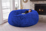 FIKUP Super Big Bean Bag Chair Cover, 7ft Giant Fur Bean Bag Cover, Lounger Bean Bag, Fur BeanBag Lazy Sofa Bed Cover (Color : Blue, Size : 5ft)