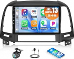 CAMECHO 2+64G Android 13 Navi Autoradio f&uuml;r Hyundai Santafe 2006-2012 mit 9 Zoll Touchscreen HD tagasis&otilde;idukaamera, RDS FM Radio Bluetooth mit GPS WiFi Wireless Carplay Android Auto Mirror Link
