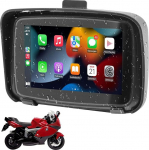 GOFORJUMP juhtmevaba CarPlay & Android auto 5-tolline puuteekraaniga mootorratta navigaator IPX7 veekindel mootorratta Bluetooth &uuml;hendus