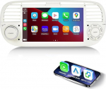 ESSGOO 4+64G juhtmeta autoradio koos Carplay ja Android autoga Fiat 500 2007-2015, Android 14 autoraadio 7-tolline Carplay koos Bluetooth FM GPS RDS-ga