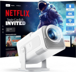WOLFANG 4K Mini Beamer mit Offiziellem Netflix, Tragbarer 5G WiFi 6 Smart Projektor mit Bluetooth 5.0, 180&deg; Drehbarer Heimkino Projector mit Automatischer Vertikaler Korrektur, 50 % Zoom, HiFi-Audio