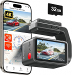 REDTIGER F4 4K Dashcam auto ees, 2,2-tolline mini autokaamera, 2160P puuteekraan, h&auml;&auml;ljuhtimine, sisaldab 32GB kaarti, &ouml;ine n&auml;gemine, WiFi rakenduse juhtimine, loop salvestamine, 24-tunnine parkimise j&auml;lgimine