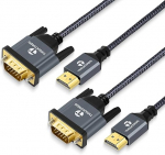 Thsucords HDMI-VGA kaabel 1,5 m 2 kullatud punutud HDMI-VGA adapteri kaabel (mees-mees) arvutile, lauaarvutile, s&uuml;learvutile, arvutile, monitorile, projektorile.