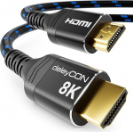 deleyCON 7,5 m 8K HDMI 2.1 kaabel (48G, Ultra High Speed) 8K @ 60Hz 4K @ 120Hz 2K @ 144Hz/165Hz EARC HDCP 2.3/2.2 - &uuml;hildub DTS:X Dynamic HDR Dolby Atmos TV PS5 Xbox Soundbar monitoriga - mustanahaline