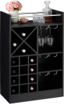 Relaxdays Wine Rack with Glass Holder, 22 Bottles, Freestanding, Wine and Champagne, Home Bar H x W x D: 96 x 63 x 35 cm, Black