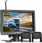 VECHTEL traadita IPS HD 7-tolline tagurduskaamera traadita komplekt 2 kaameraga, tagurduskaamera BSD IP68 veekindla &ouml;&ouml;vaatega super-laia nurga jaoks 12-36 V veoauto haagissuvila veoauto haagissuvila elamu
