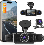 NHOPEEW 4-kanaliline Dash Cam - 360&deg; p&ouml;&ouml;ramine eesmine tagumine sisemine vasakpoolne parem 3-tolline auto Dash Cam - Support Loop Recording G-Senseor Parking Monirot WiFi + tasuta 64GB kaart