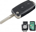 Heart Horse 2 nuppu V-W auto kaugjuhtimispuldi v&otilde;ti 433 MHz ID48 kiibiga ja aku V-w Golf 4 5 6 Passat MK4 Polo BO-ra to-ur-an T5 auto v&otilde;tme puhul koos teraga (OEM: 1J0959753AG)